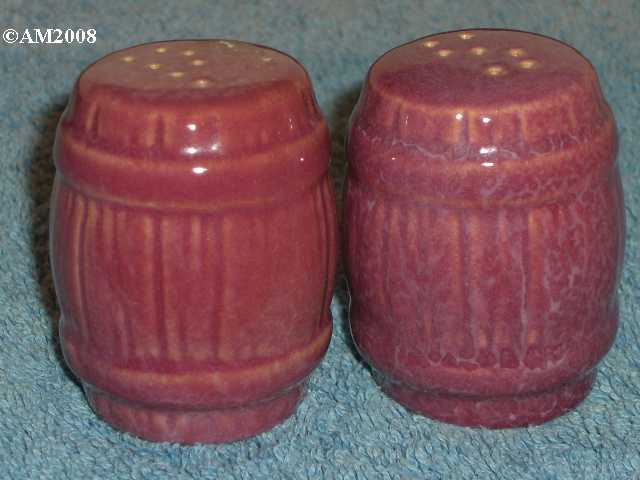 Frankoma barrel shakers glazed redbud